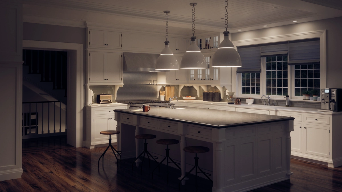 kitchen space with recessed lighting 