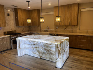 Natural stone kitchen island